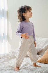 Toddler girl in Avauma Lavender Pale jogger set – soft and breathable cotton outfit